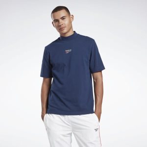 Reebok Mock Neck T Shirt Herren - Navy - DE 921-PLG